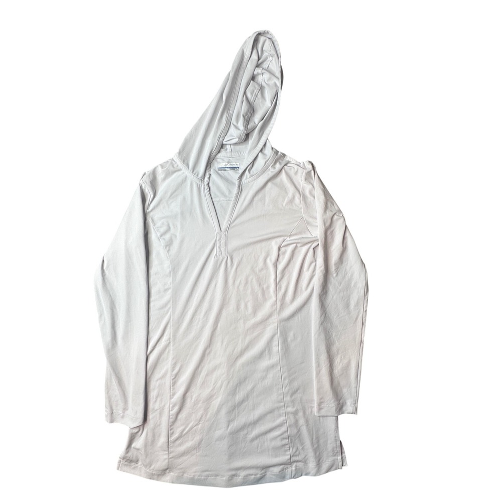 Columbia Hoodie Womens S White Pullover Long Sleeve Split V-Neck Activewear 1889
